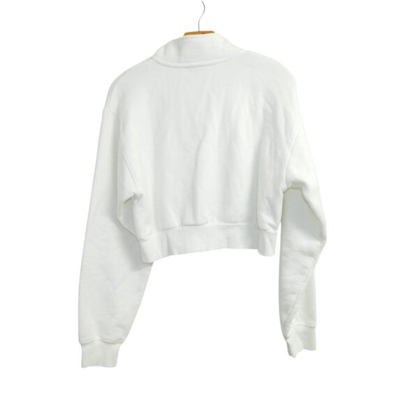 TNA Cozy Fleece Perfect Bright White Cropped Long Sleeve Sweatshirt Size M - Picture 10 of 13
